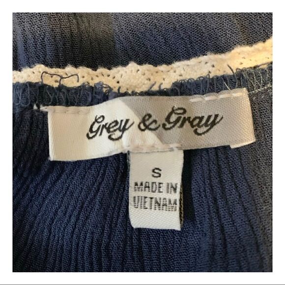 WOMEN’S Grey & Gray blue boho cold shoulder top - Picture 6 of 8